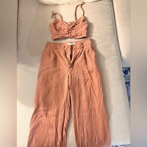 Abercrombie & Fitch Crop Top and Wide Leg Pants in Rust Orange